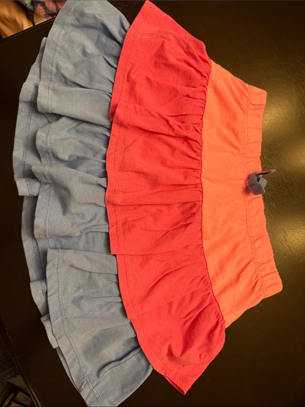 Tommy Bahama Girls Two-Tier Ruffle Skirt in Coral and Light Blue